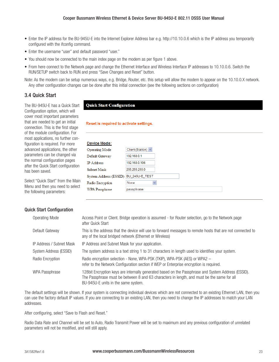 Cooper Bussmann VERSION 1.6 BU-945U-E 802.11 DSSS User Manual | Page 23 / 82