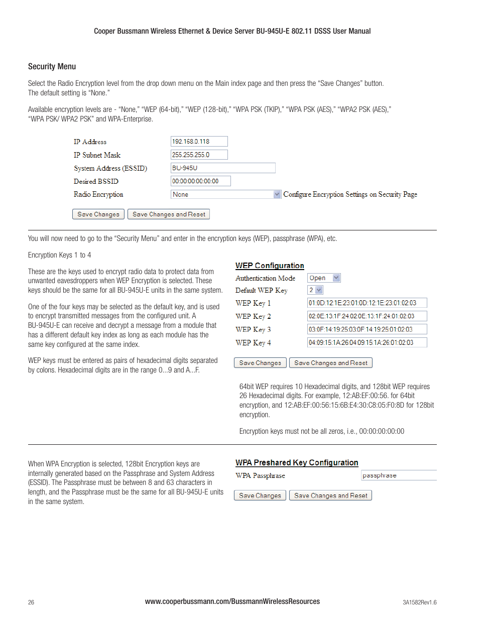 Cooper Bussmann VERSION 1.6 BU-945U-E 802.11 DSSS User Manual | Page 26 / 82