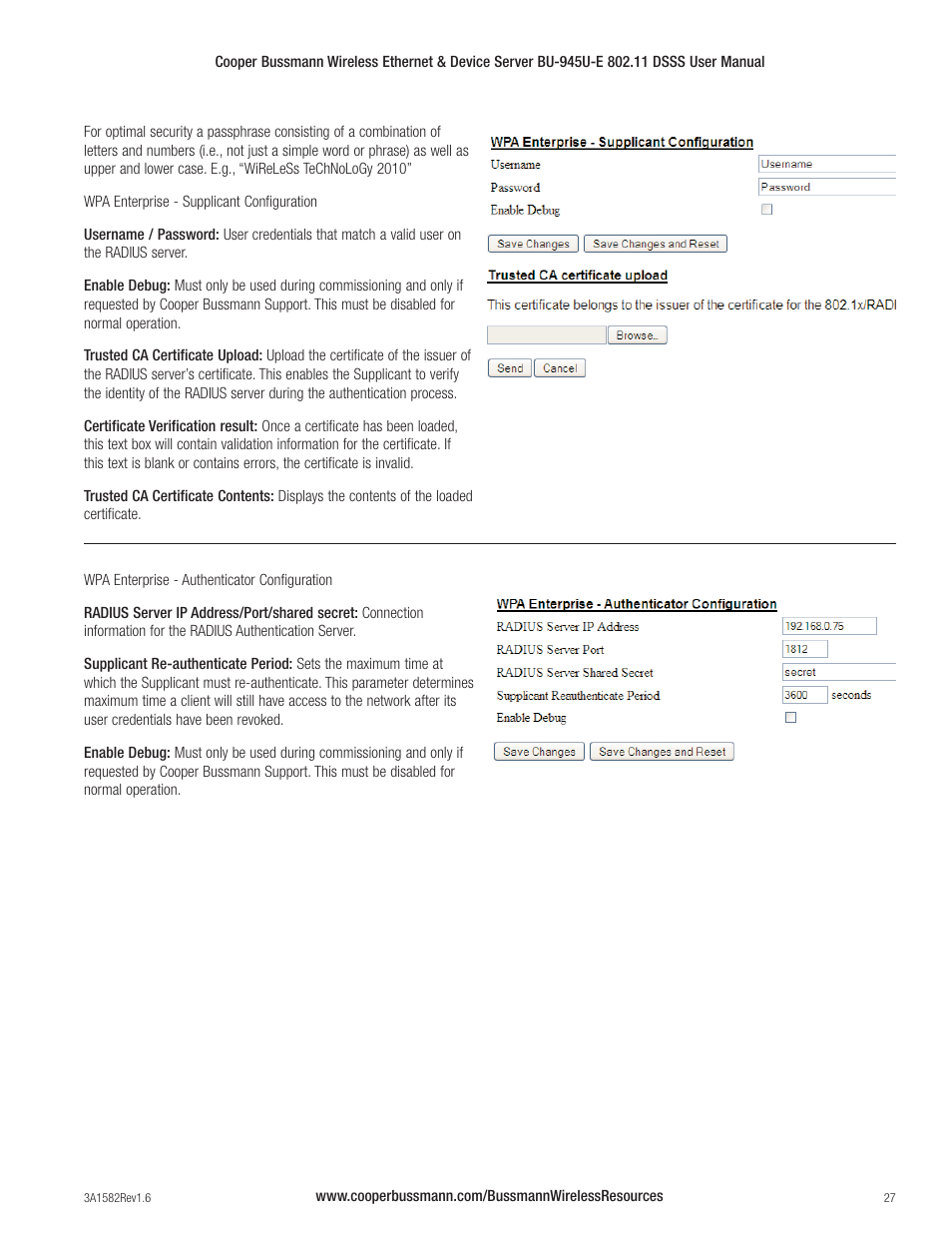 Cooper Bussmann VERSION 1.6 BU-945U-E 802.11 DSSS User Manual | Page 27 / 82