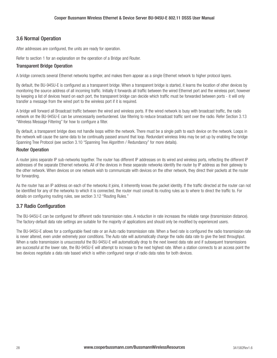 Cooper Bussmann VERSION 1.6 BU-945U-E 802.11 DSSS User Manual | Page 28 / 82