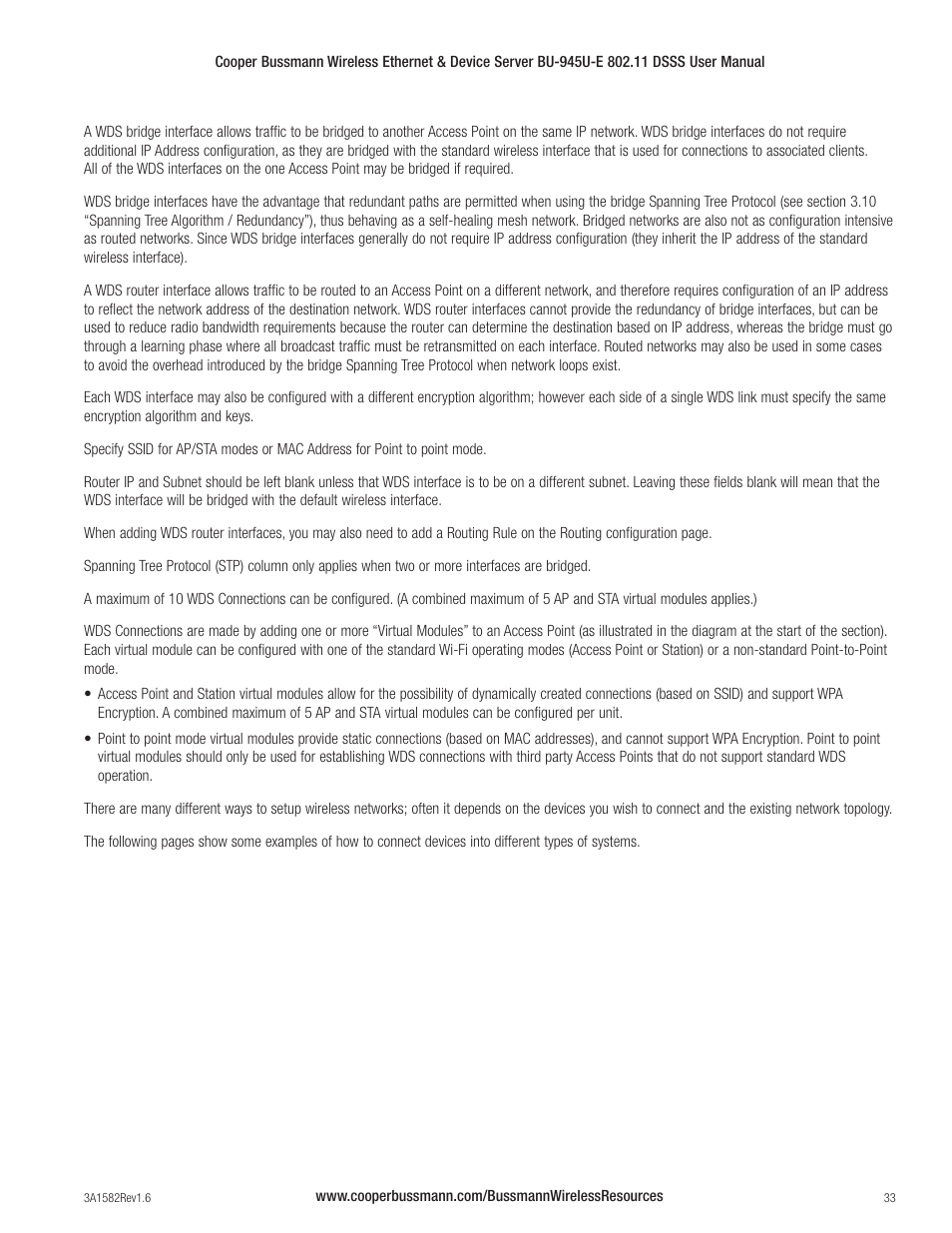 Cooper Bussmann VERSION 1.6 BU-945U-E 802.11 DSSS User Manual | Page 33 / 82