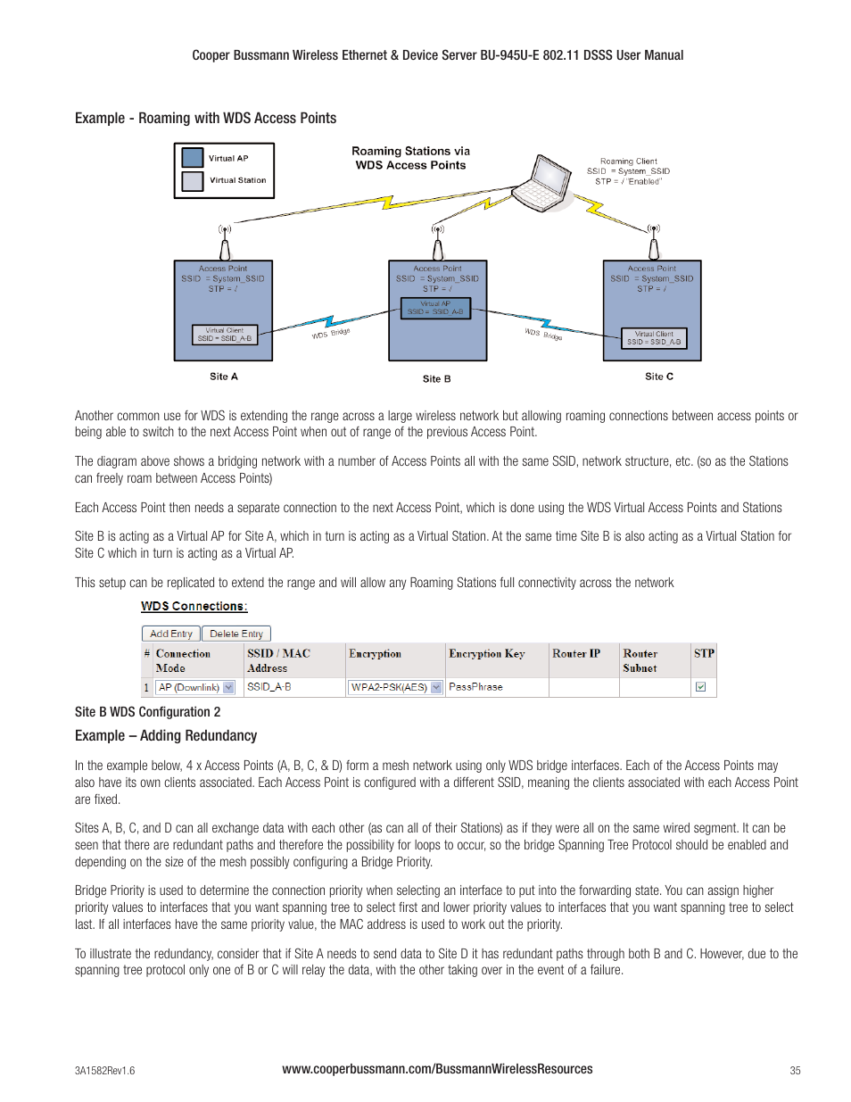 Cooper Bussmann VERSION 1.6 BU-945U-E 802.11 DSSS User Manual | Page 35 / 82