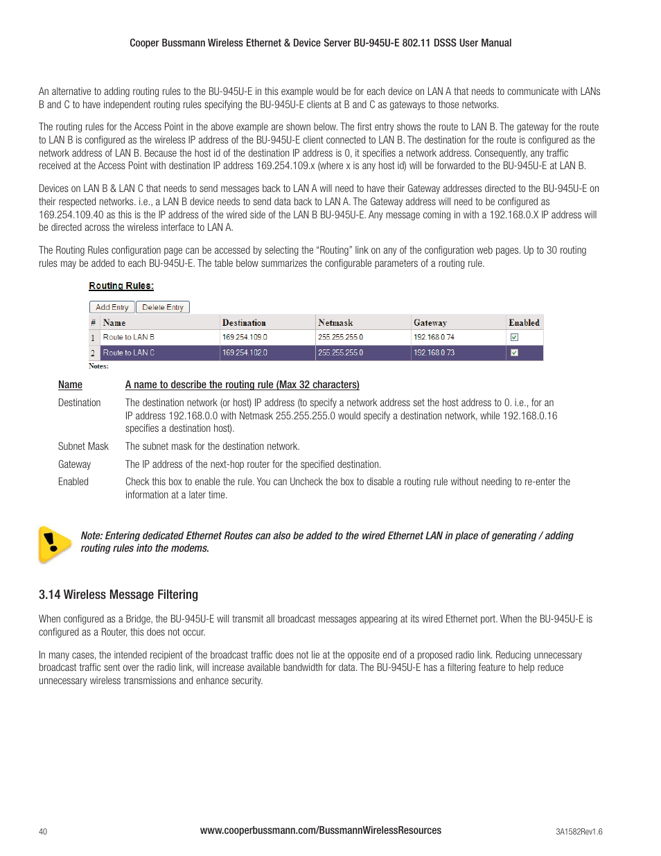 Cooper Bussmann VERSION 1.6 BU-945U-E 802.11 DSSS User Manual | Page 40 / 82