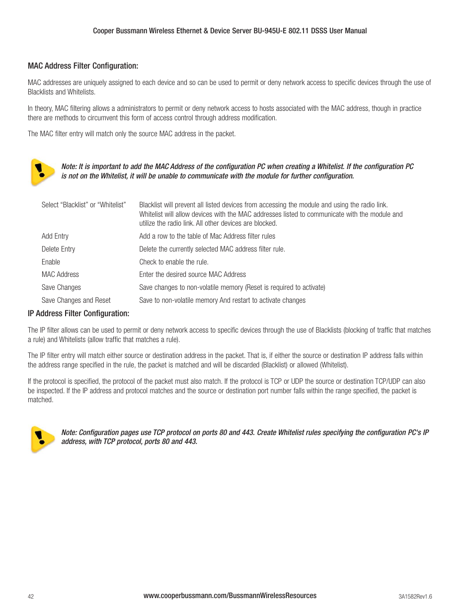 Cooper Bussmann VERSION 1.6 BU-945U-E 802.11 DSSS User Manual | Page 42 / 82