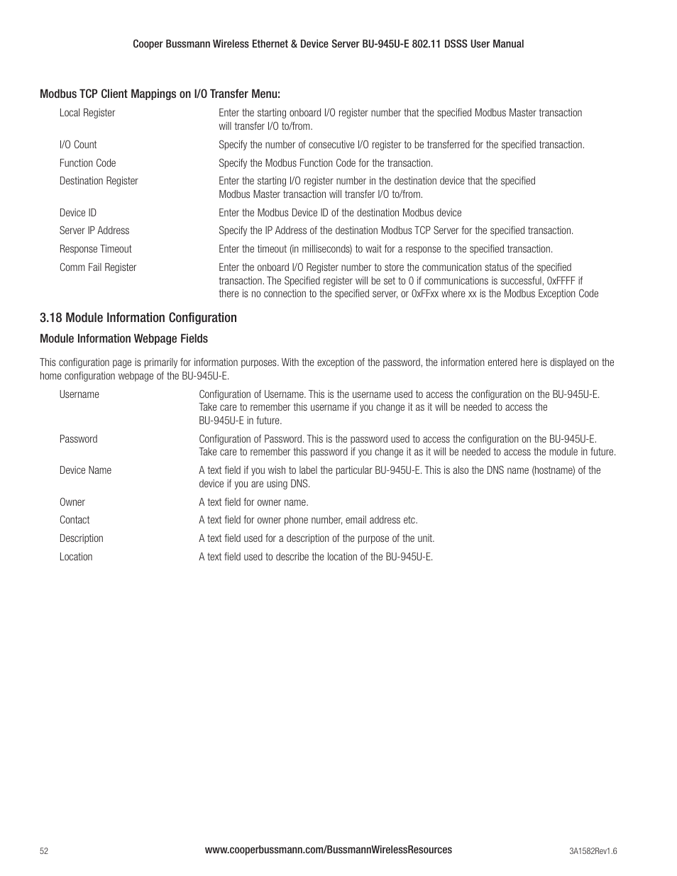 Cooper Bussmann VERSION 1.6 BU-945U-E 802.11 DSSS User Manual | Page 52 / 82