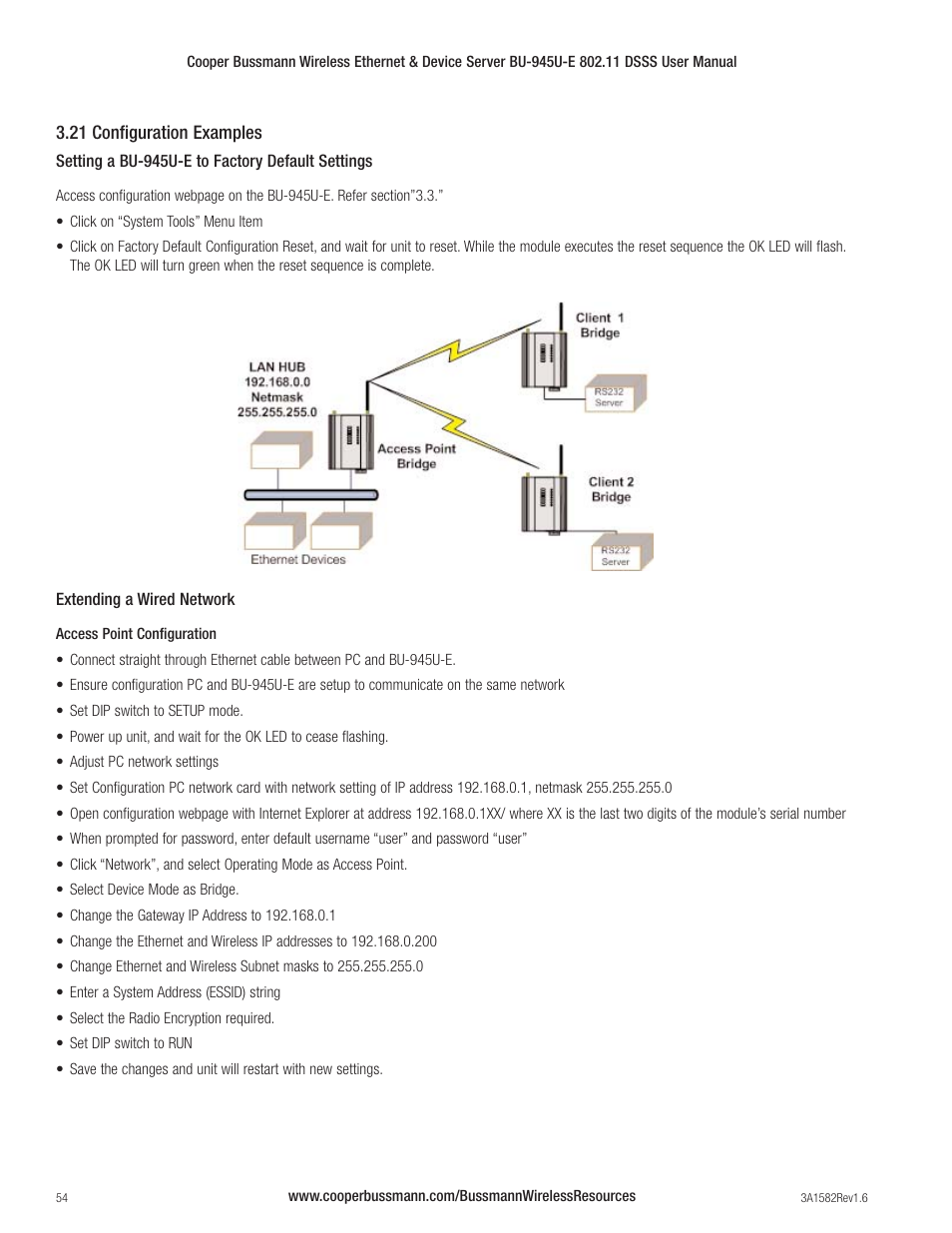 Cooper Bussmann VERSION 1.6 BU-945U-E 802.11 DSSS User Manual | Page 54 / 82