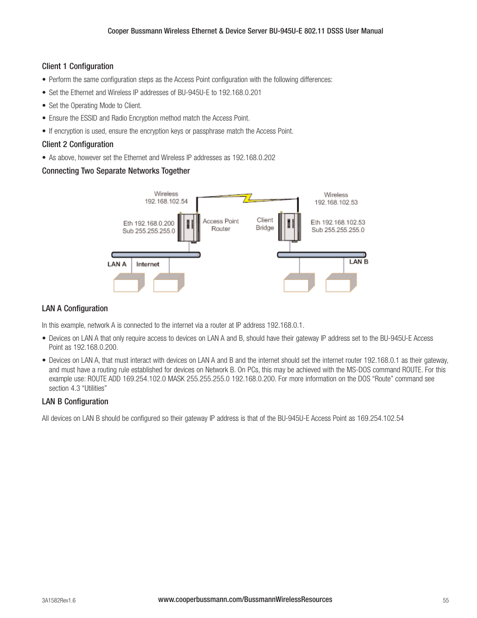 Cooper Bussmann VERSION 1.6 BU-945U-E 802.11 DSSS User Manual | Page 55 / 82