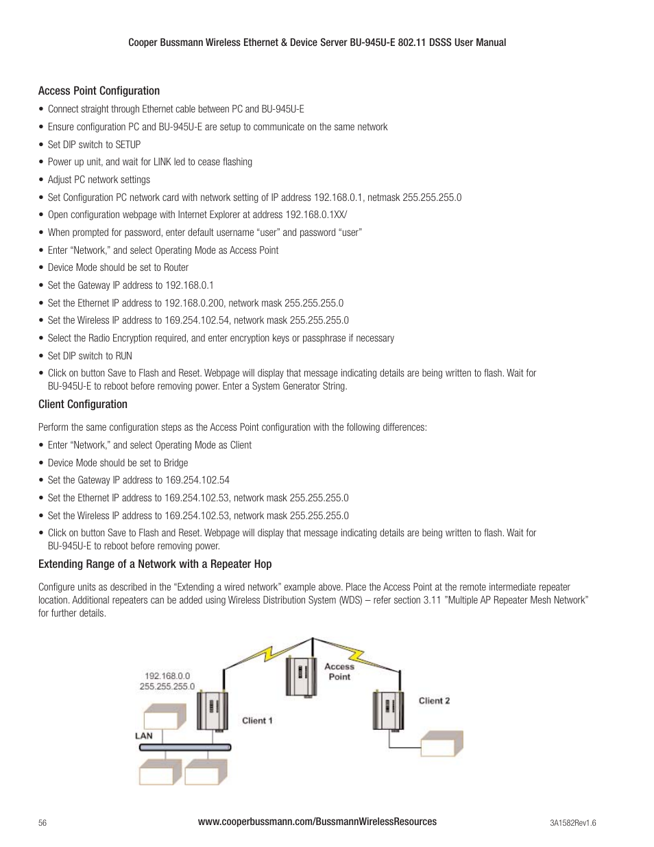 Cooper Bussmann VERSION 1.6 BU-945U-E 802.11 DSSS User Manual | Page 56 / 82