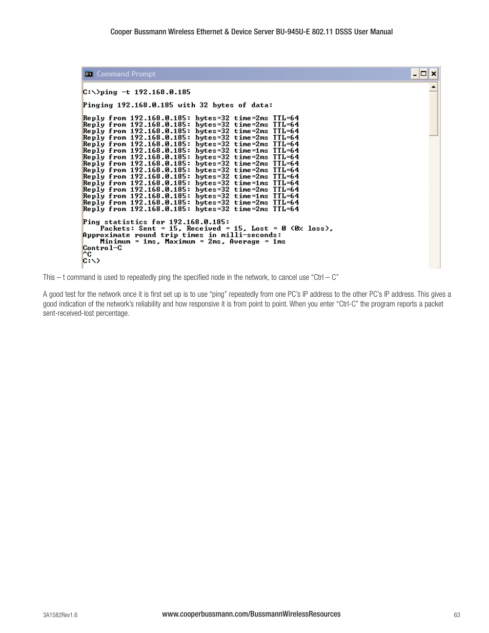 Cooper Bussmann VERSION 1.6 BU-945U-E 802.11 DSSS User Manual | Page 63 / 82