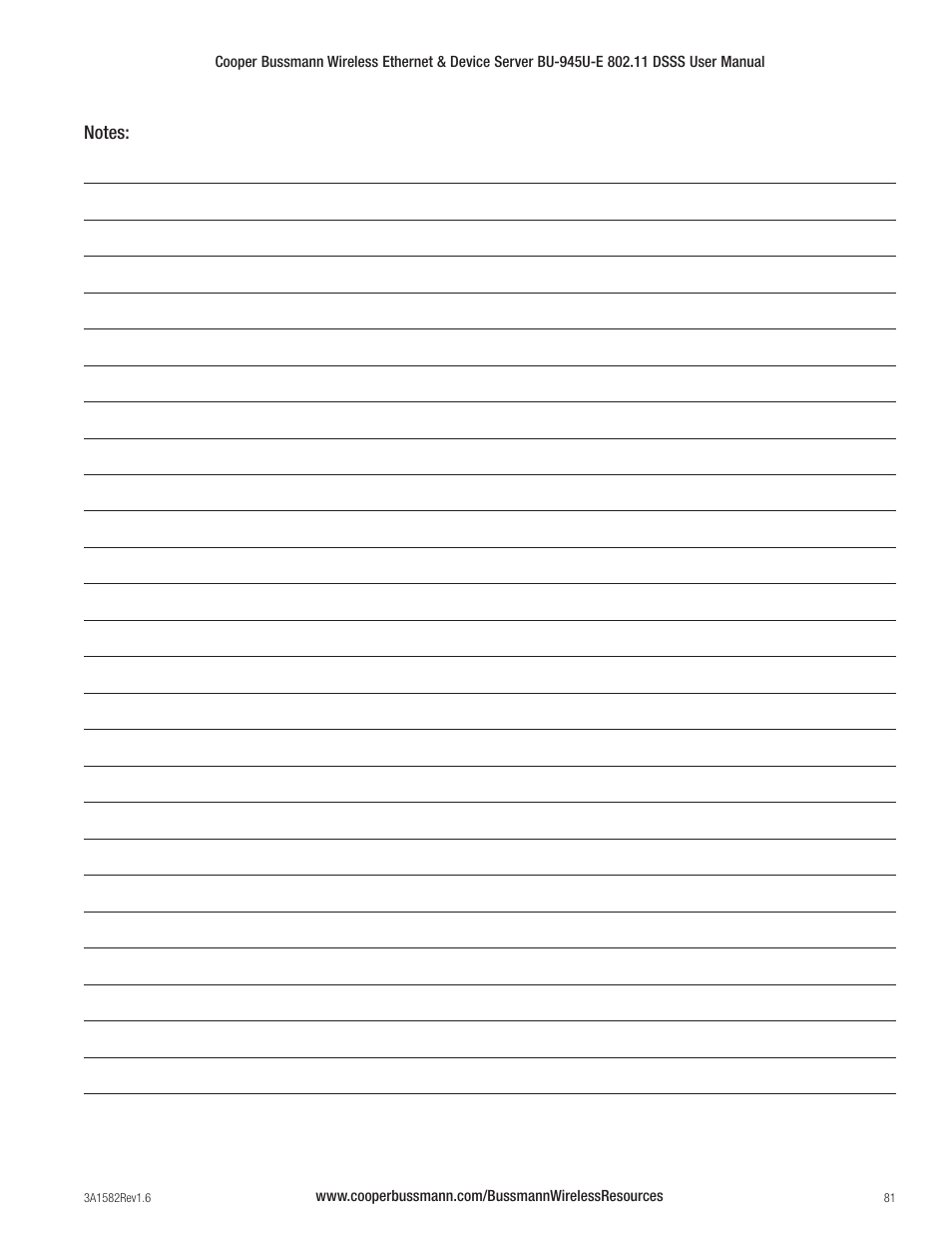 Cooper Bussmann VERSION 1.6 BU-945U-E 802.11 DSSS User Manual | Page 81 / 82
