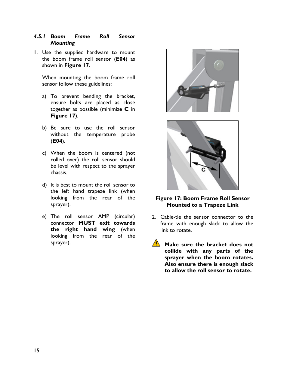 1 boom frame roll sensormounting | NORAC UC4+BC+CS1 User Manual | Page 18 / 34