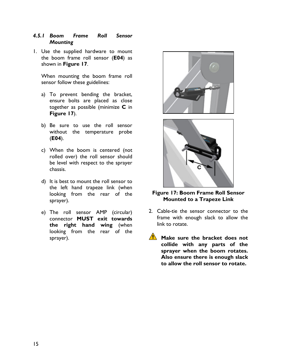 1 boom frame roll sensormounting | NORAC UC4+BC+CS3 User Manual | Page 18 / 38