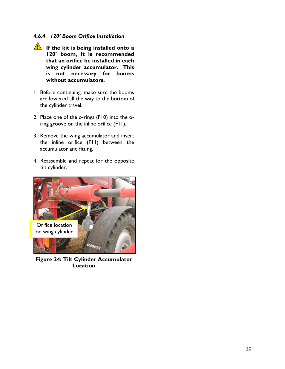 4 120’ boom orifice installation | NORAC UC4+BC+CS3 User Manual | Page 23 / 38