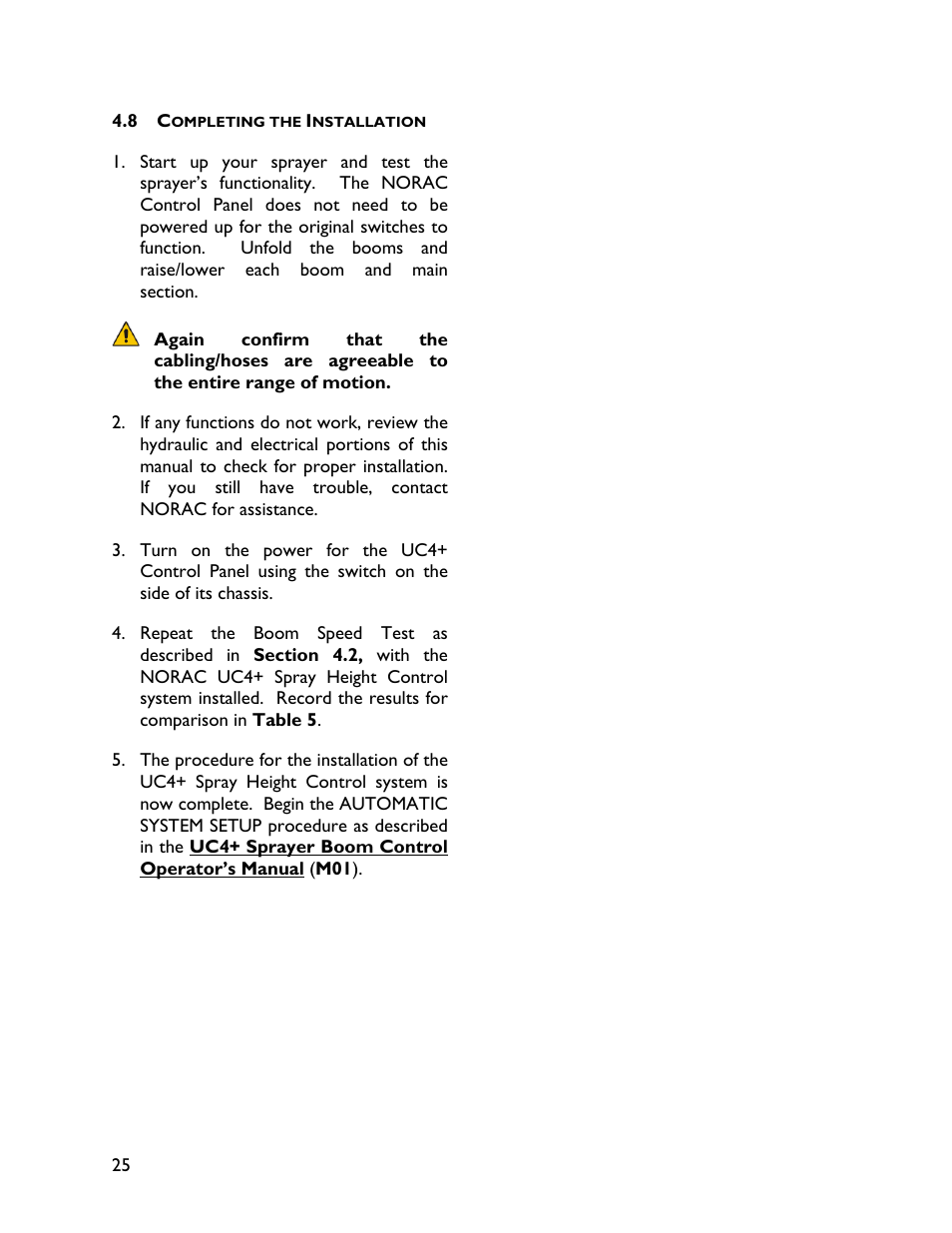 8 completing the installation | NORAC UC4+BC+CS3 User Manual | Page 28 / 38