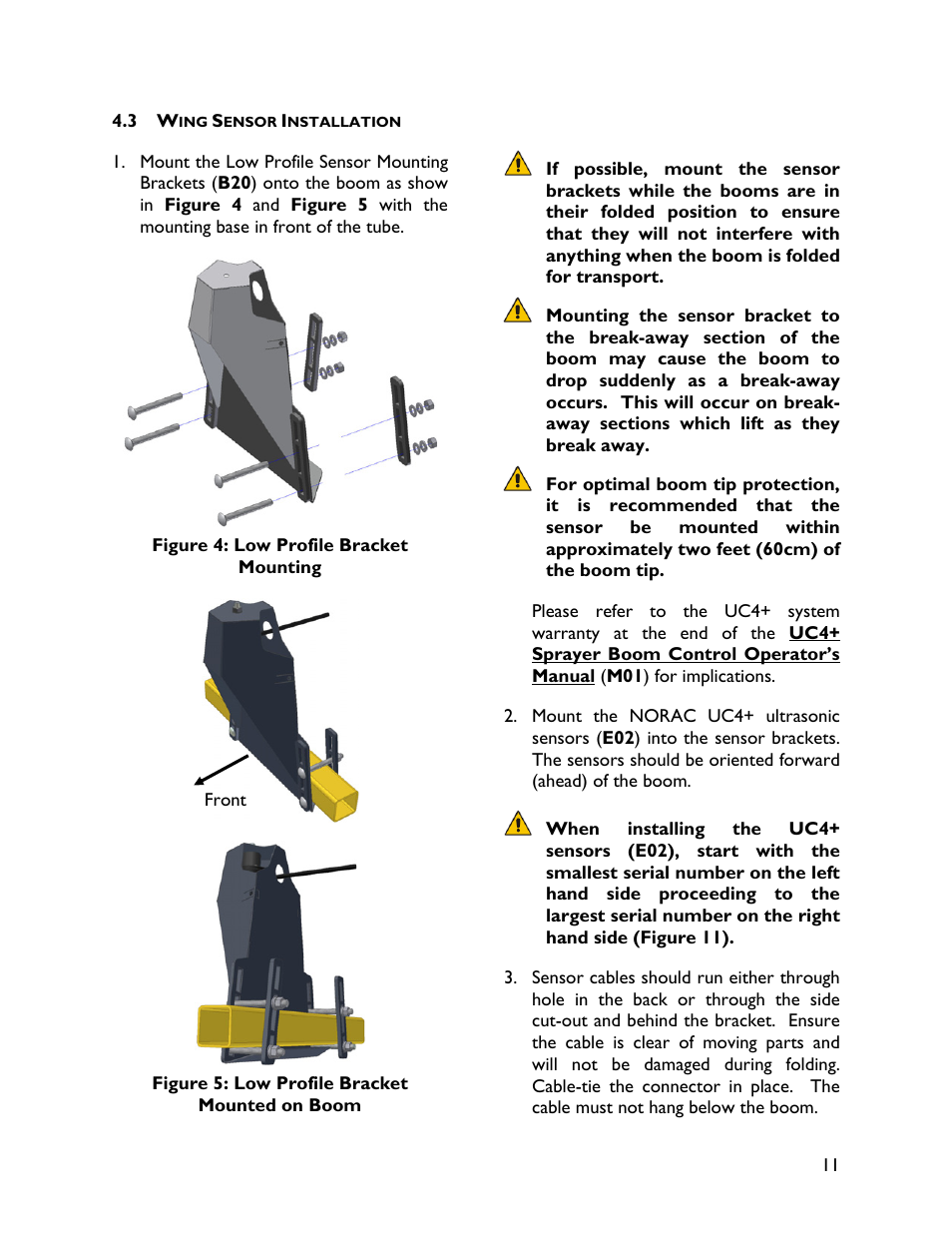 3 wing sensor installation | NORAC UC4+BC+CS5 User Manual | Page 13 / 44