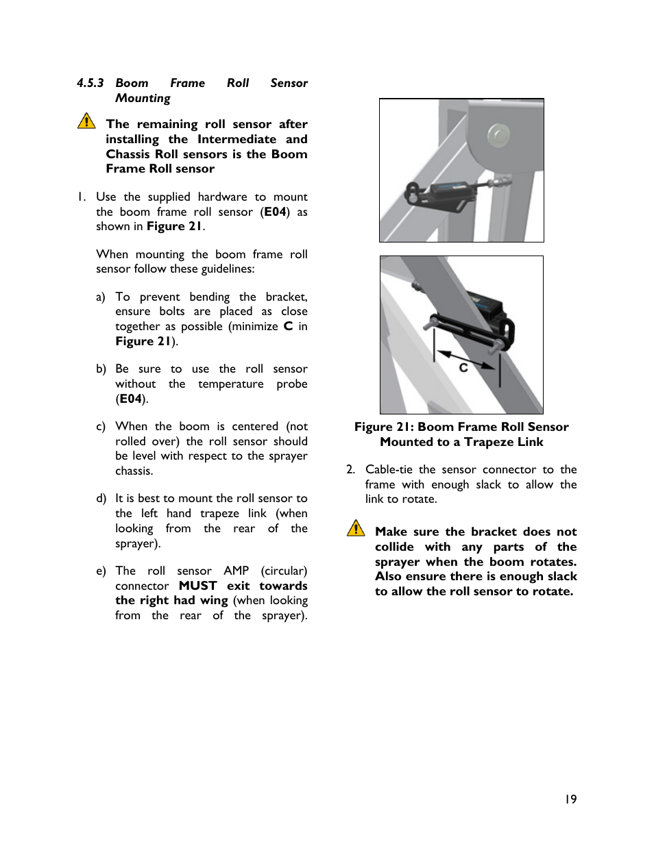 3 boom frame roll sensormounting | NORAC UC4+BC+CS5 User Manual | Page 21 / 44