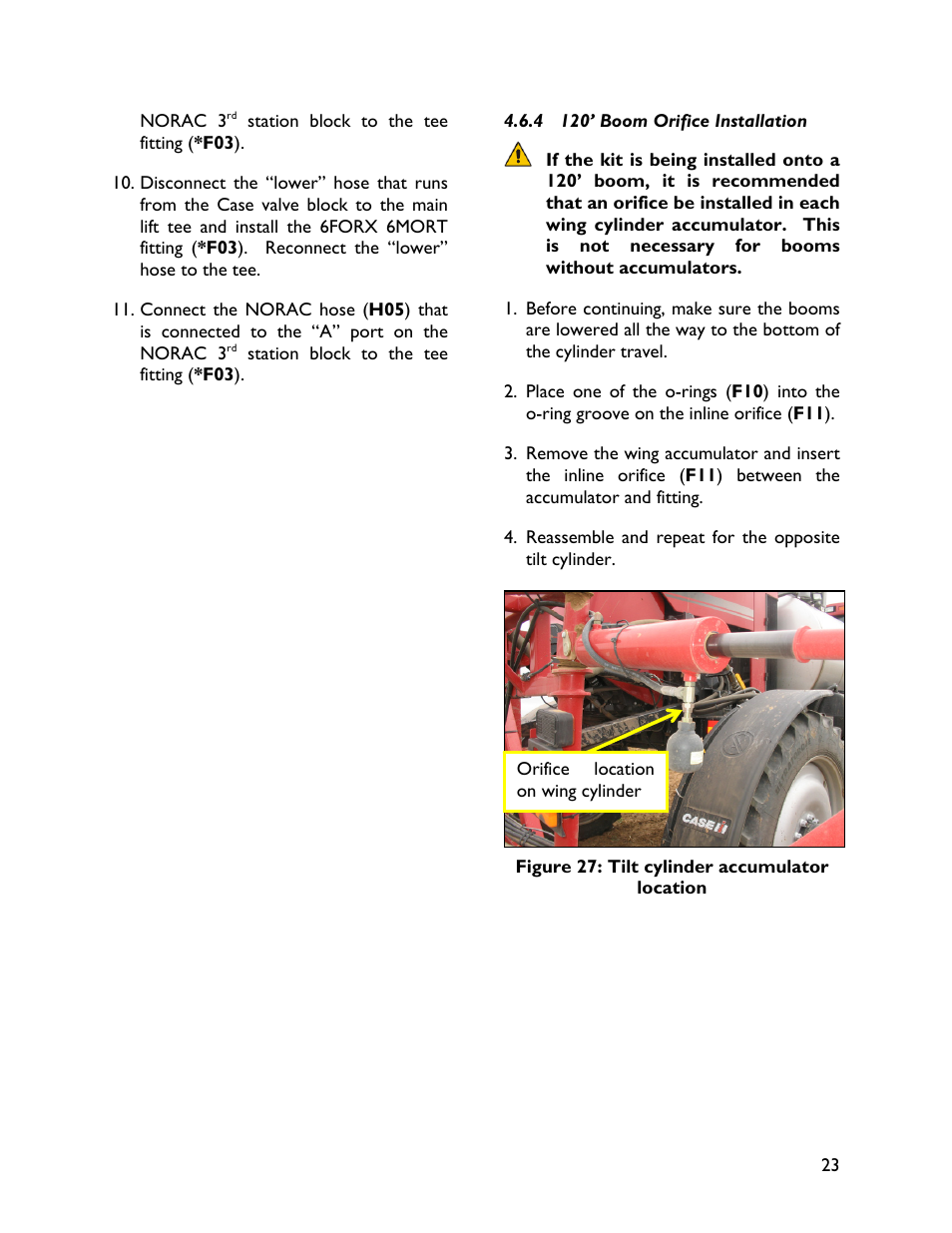 4 120’ boom orifice installation | NORAC UC4+BC+CS5 User Manual | Page 25 / 44