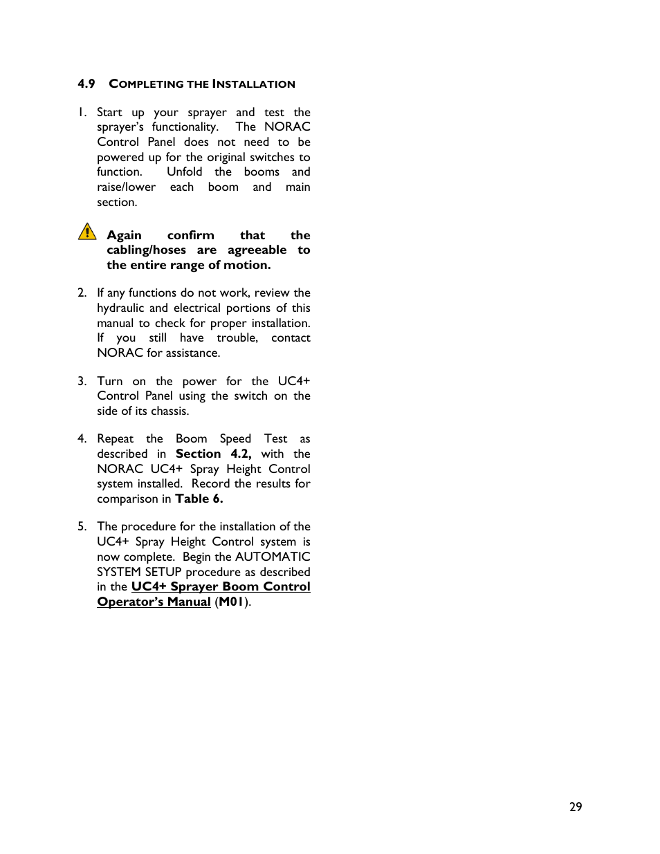 9 completing the installation | NORAC UC4+BC+CS5 User Manual | Page 31 / 44