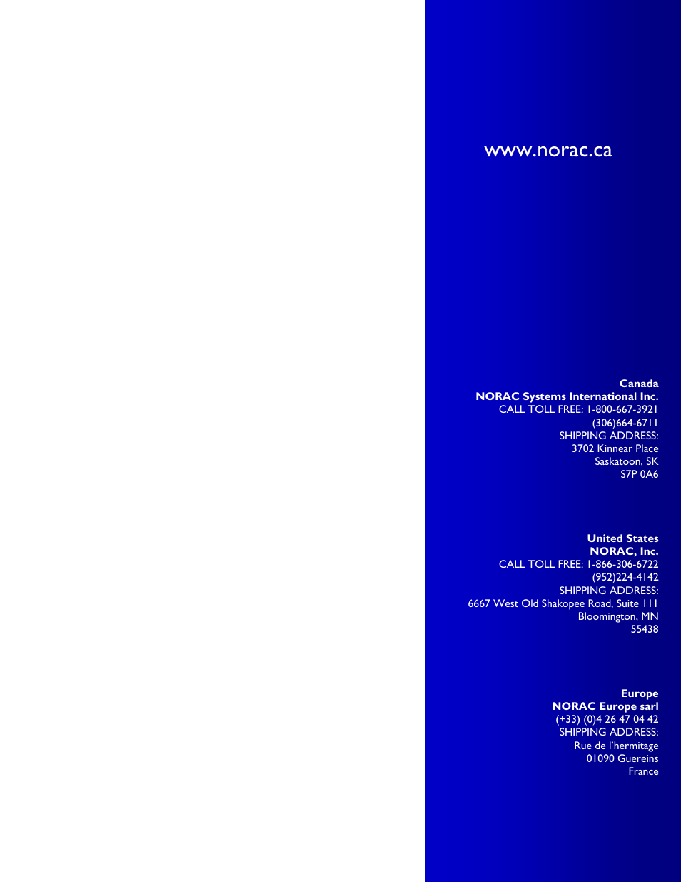 NORAC UC4+BC+CS5 User Manual | Page 44 / 44