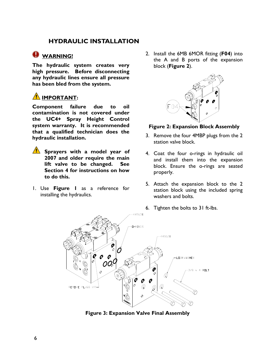 3 hydraulic installation | NORAC UC4+CS4-4B User Manual | Page 8 / 15