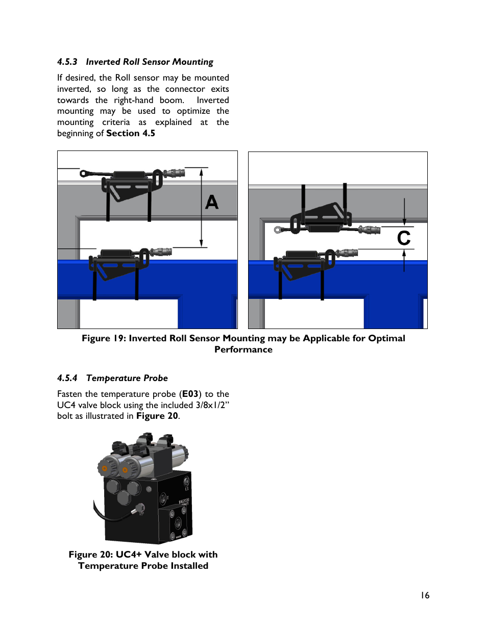 3 inverted roll sensor mounting, 4 temperature probe | NORAC UC4+BC+FC1 User Manual | Page 19 / 32