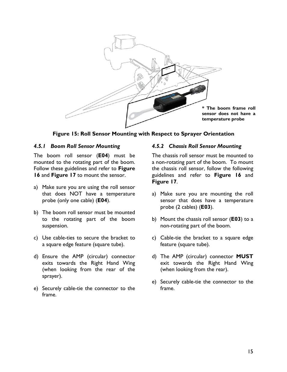 1 boom roll sensor mounting, 2 chassis roll sensor mounting | NORAC UC4+BC+FC2 User Manual | Page 17 / 36
