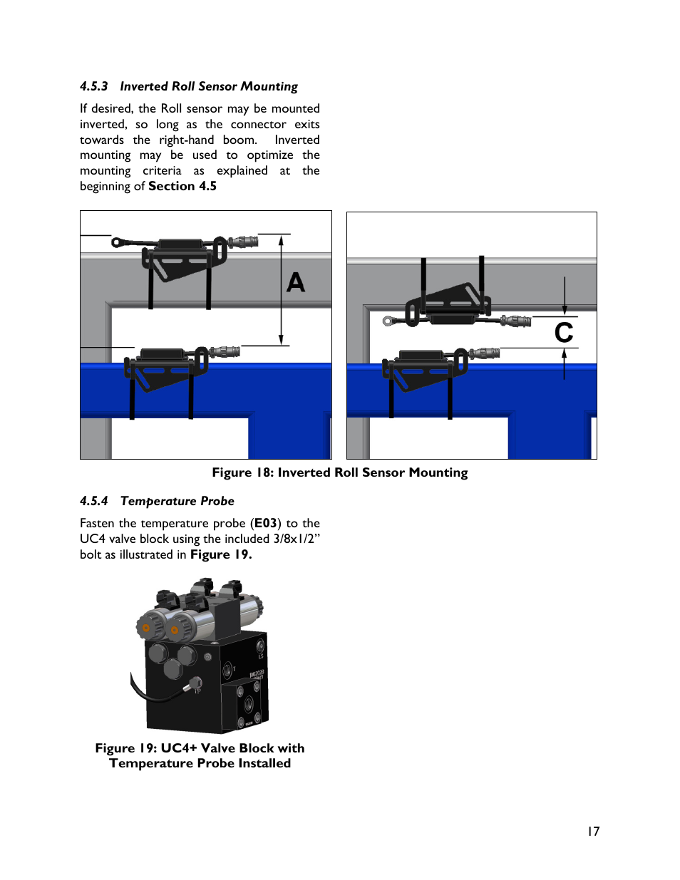 3 inverted roll sensor mounting, 4 temperature probe | NORAC UC4+BC+FC2 User Manual | Page 19 / 36