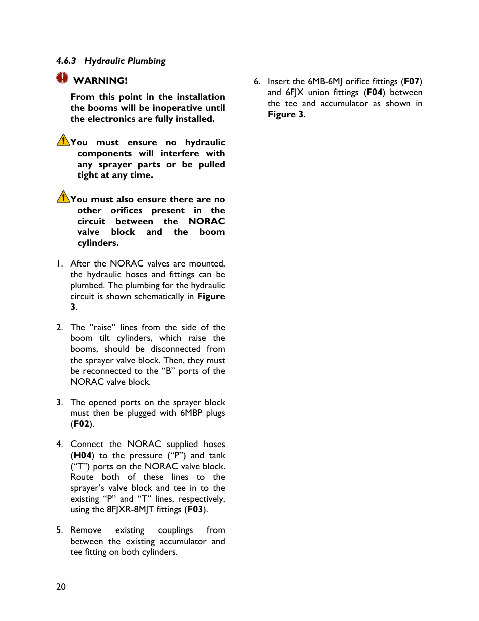 3 hydraulic plumbing | NORAC UC4+BC+FC2 User Manual | Page 22 / 36