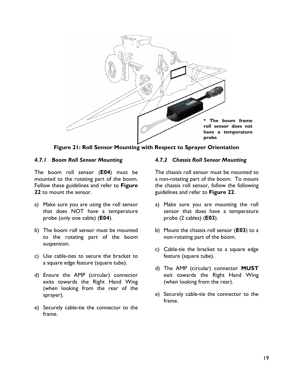 1 boom roll sensor mounting, 2 chassis roll sensor mounting | NORAC UC4+BC+GM1 User Manual | Page 21 / 35