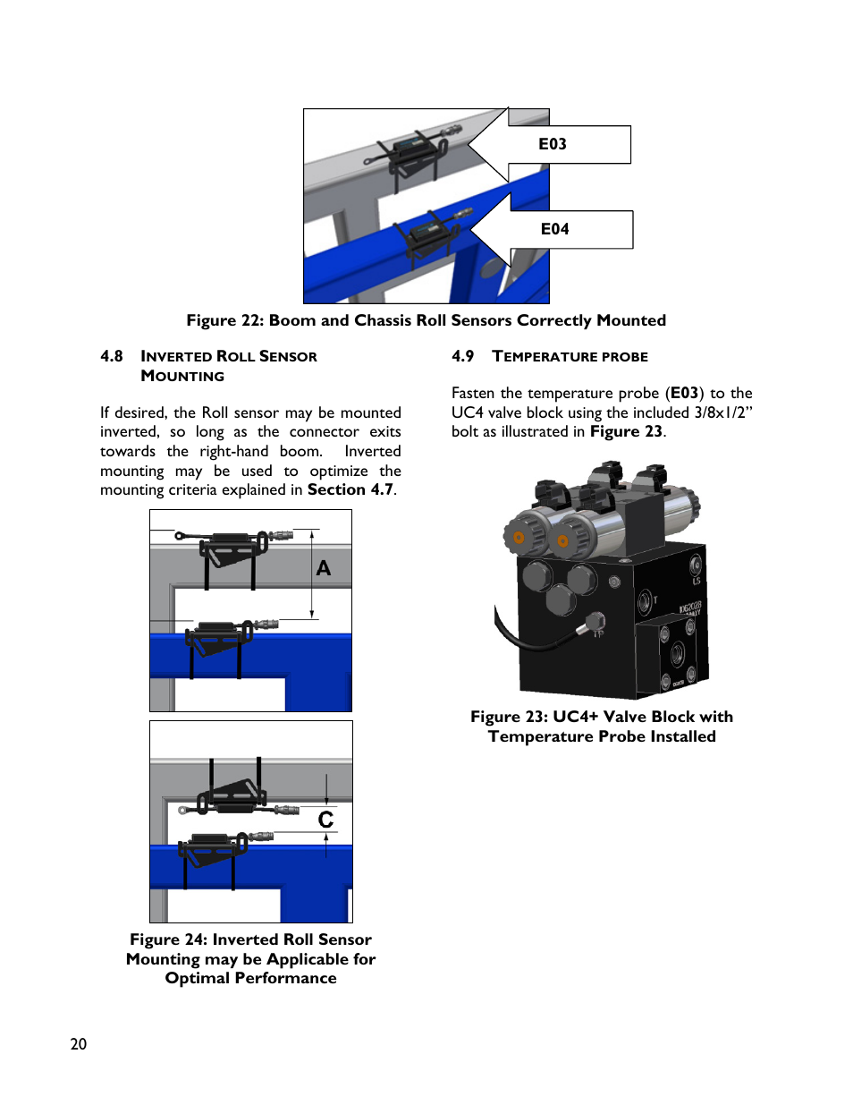 8 inverted roll sensormounting, 9 temperature probe | NORAC UC4+BC+GM1 User Manual | Page 22 / 35