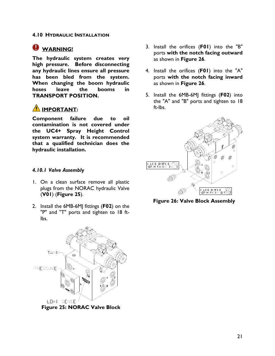 10 hydraulic installation, 1 valve assembly | NORAC UC4+BC+GM1 User Manual | Page 23 / 35