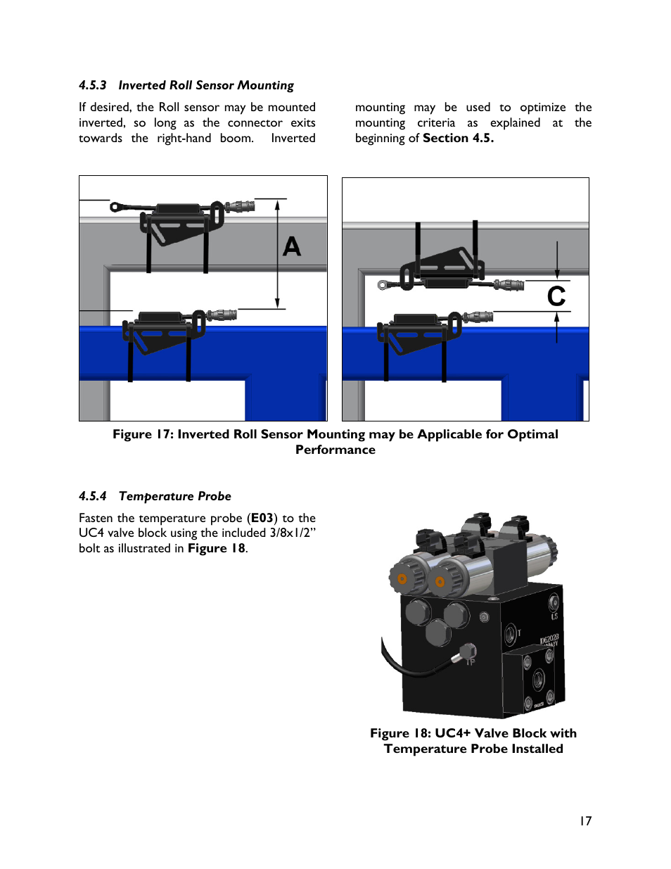 3 inverted roll sensor mounting, 4 temperature probe | NORAC UC4+BC+GV1 User Manual | Page 19 / 38
