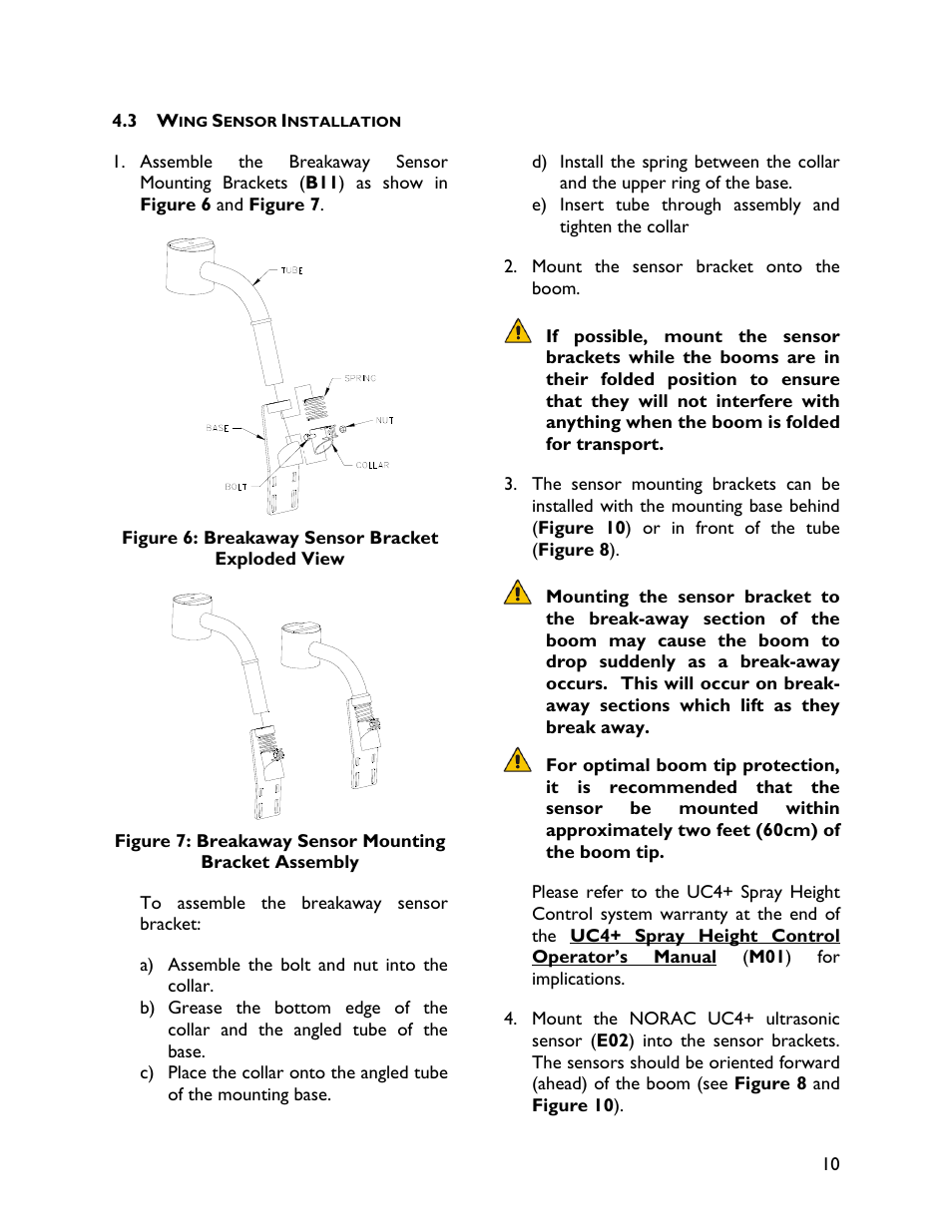 3 wing sensor installation | NORAC UC4+BC+HD1 User Manual | Page 13 / 32