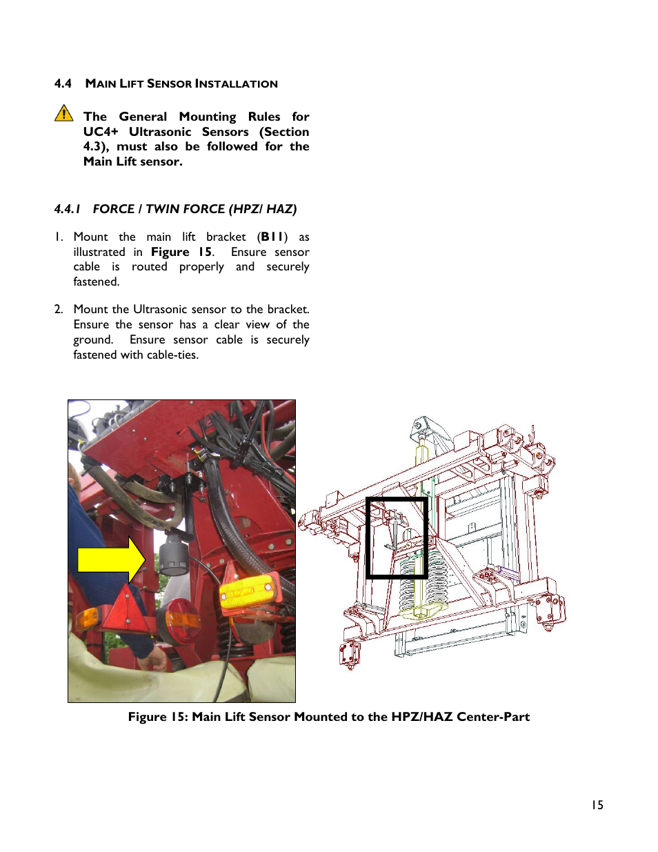 4 main lift sensor installation, 1 force / twin force (hpz/ haz) | NORAC UC4+BC+HD4 Part 1 User Manual | Page 19 / 47