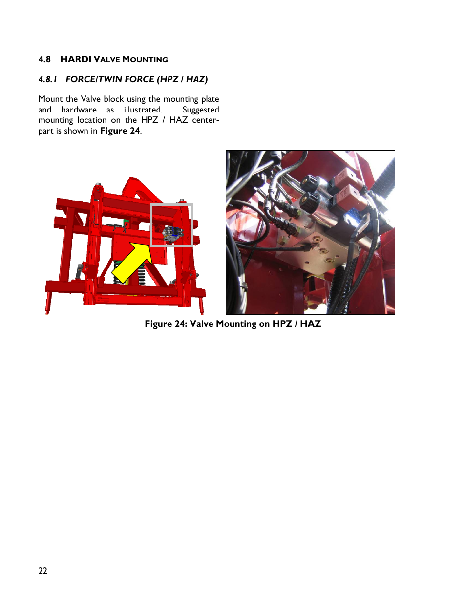 8 hardi valve mounting, 1 force/twin force (hpz / haz) | NORAC UC4+BC+HD4 Part 1 User Manual | Page 26 / 47