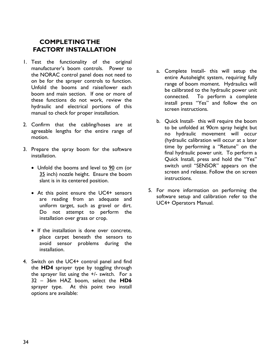 5 completing thefactory installation | NORAC UC4+BC+HD4 Part 1 User Manual | Page 38 / 47