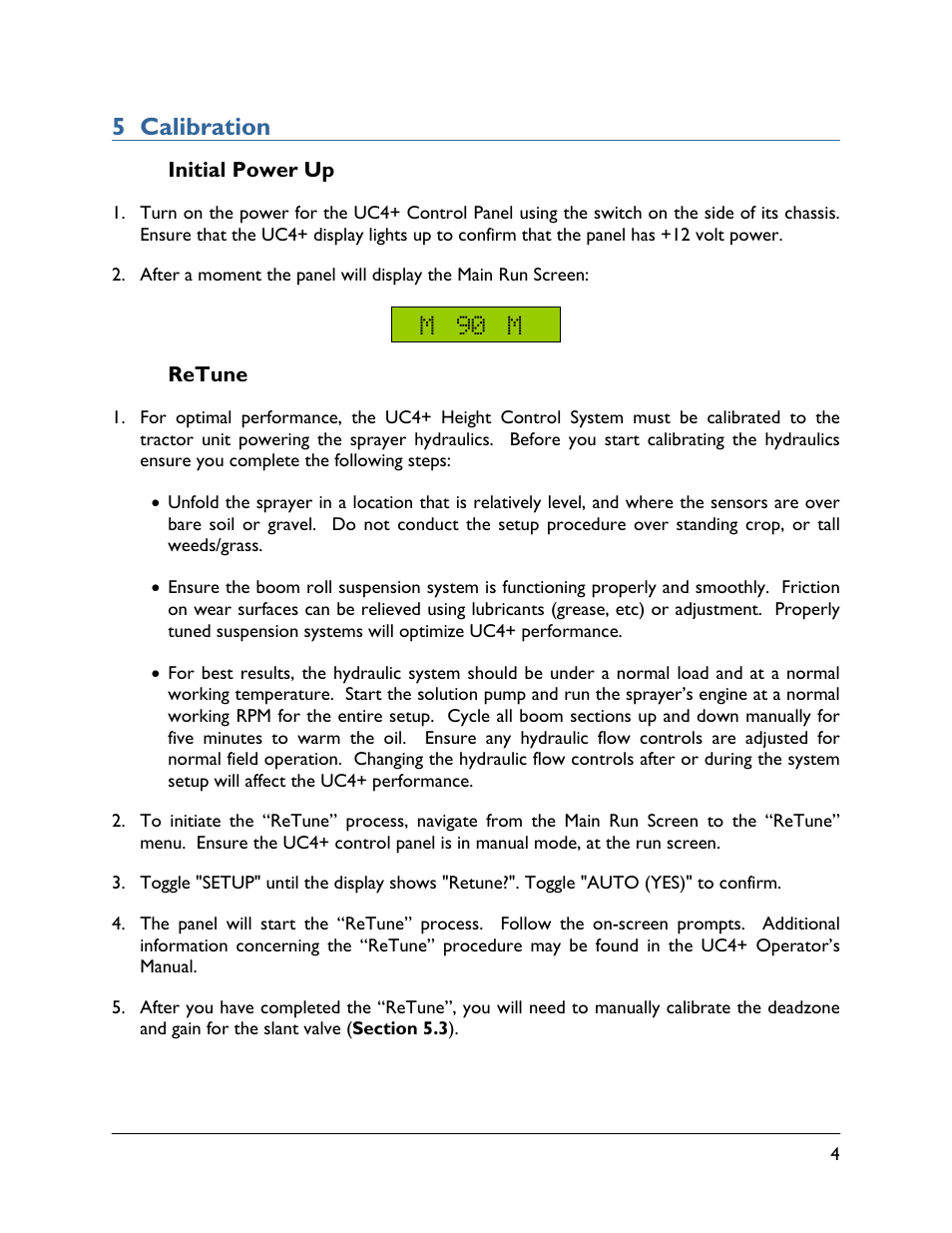 5 calibration, 1 initial power up, 2 retune | NORAC UC4+BC+HD5 Part 2 User Manual | Page 7 / 12