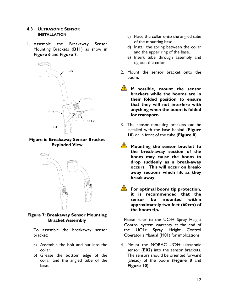 3 ultrasonic sensorinstallation | NORAC UC4+BC+HD7 User Manual | Page 15 / 41