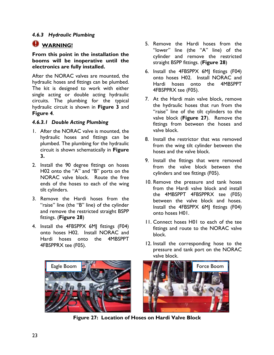3 hydraulic plumbing, 1 double acting plumbing | NORAC UC4+BC+HD7 User Manual | Page 26 / 41