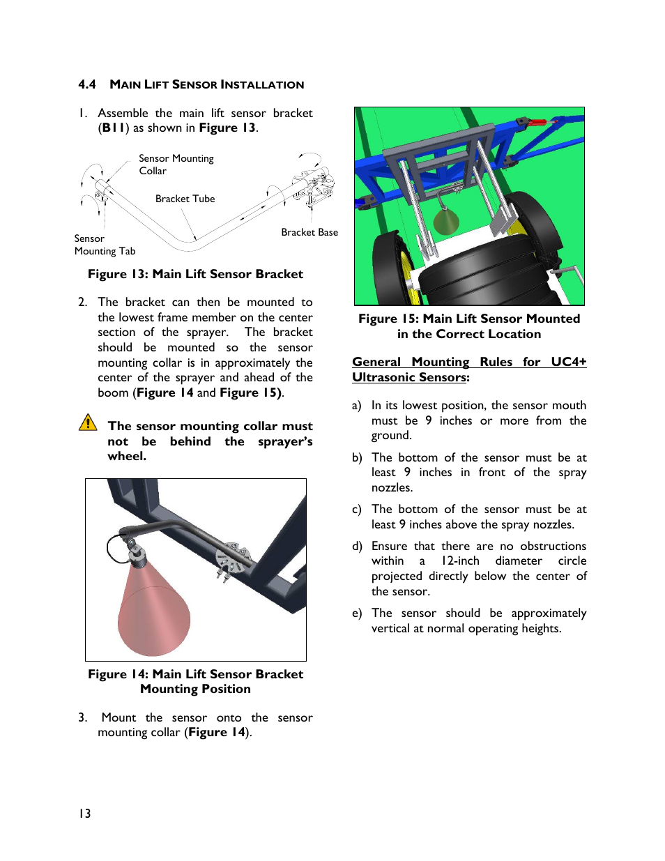 4 main lift sensor installation | NORAC UC4+BC+JD6 User Manual | Page 16 / 37