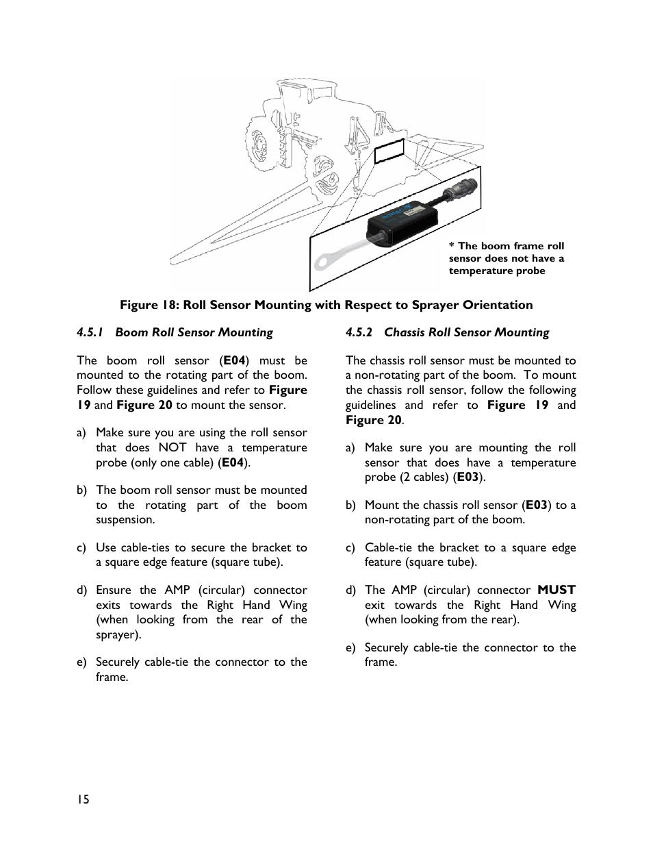 1 boom roll sensor mounting, 2 chassis roll sensor mounting | NORAC UC4+BC+JD6 User Manual | Page 18 / 37