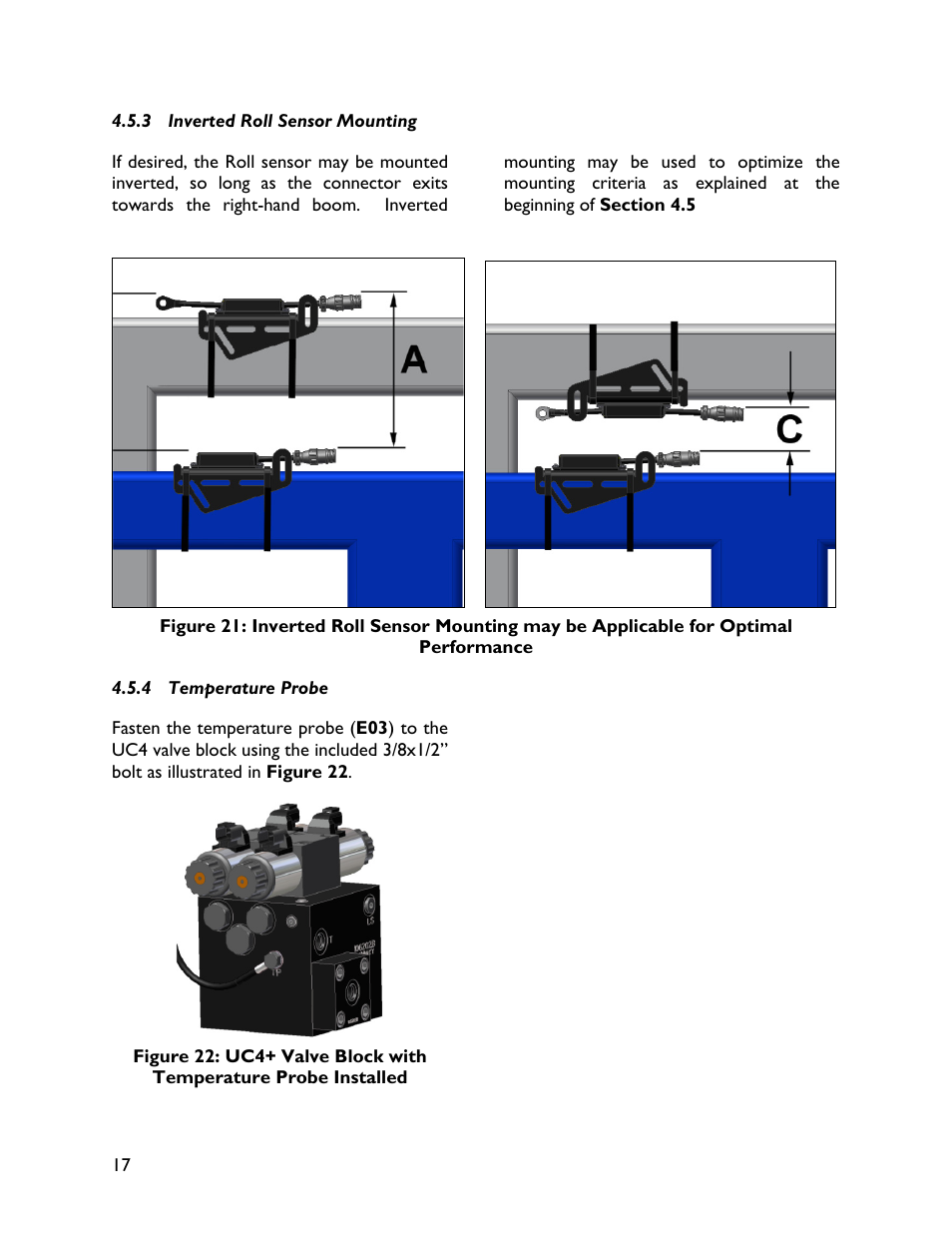 3 inverted roll sensor mounting, 4 temperature probe | NORAC UC4+BC+JD6 User Manual | Page 20 / 37