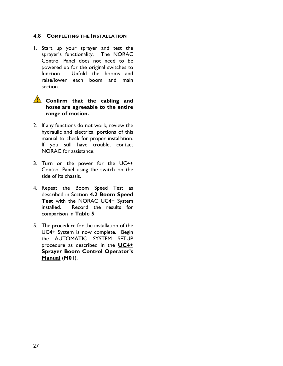 8 completing the installation | NORAC UC4+BC+JD6 User Manual | Page 30 / 37