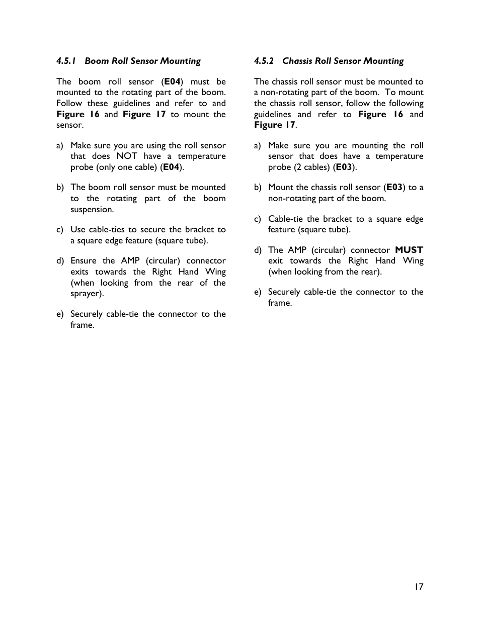 1 boom roll sensor mounting, 2 chassis roll sensor mounting | NORAC UC4+BC+JD7 User Manual | Page 19 / 44