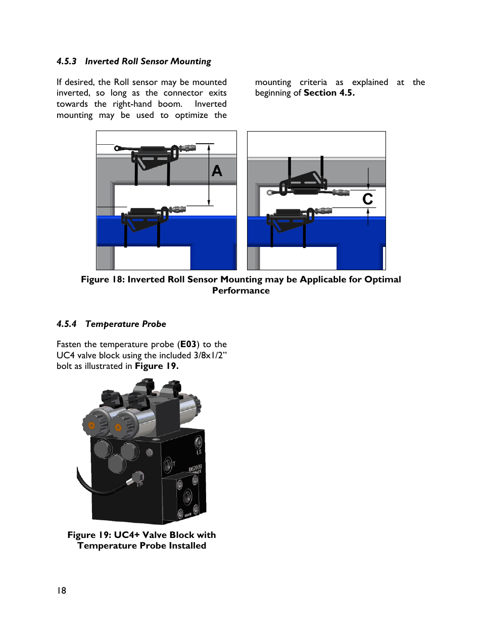 3 inverted roll sensor mounting, 4 temperature probe | NORAC UC4+BC+JD7 User Manual | Page 20 / 44