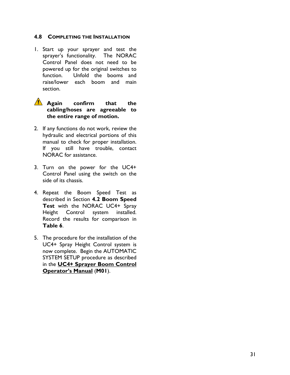 8 completing the installation | NORAC UC4+BC+JD7 User Manual | Page 33 / 44