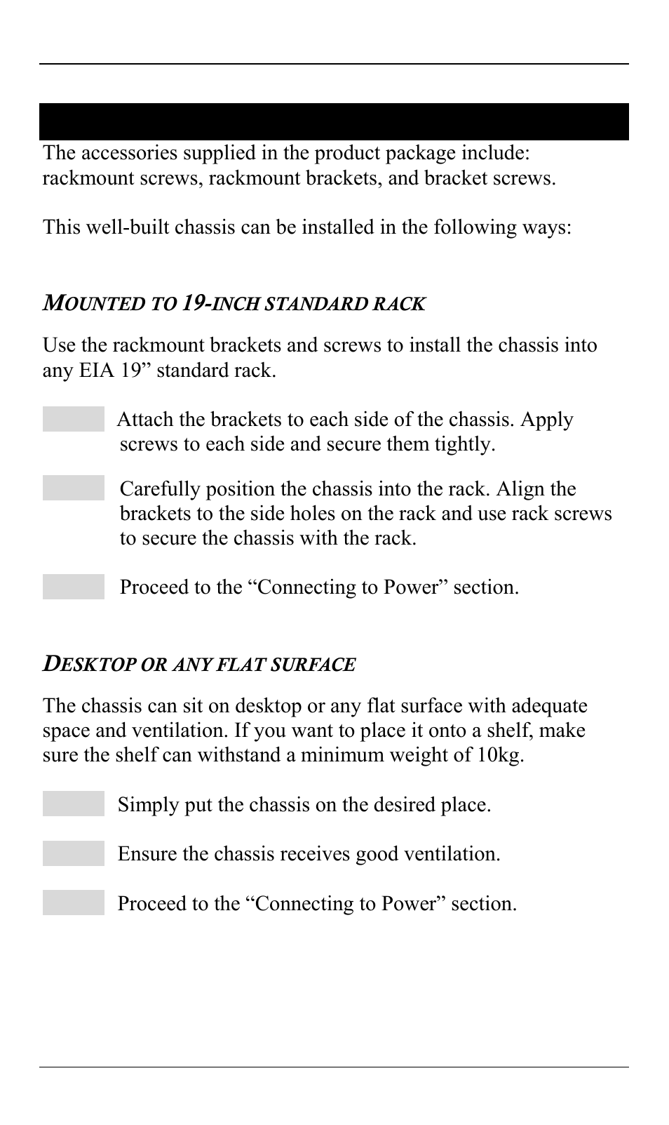 Deciding how to install the system, Mounted to 19-inch standard rack, Desktop or any flat surface | ClearCube Media Converter Chassis System F6151 User Manual | Page 11 / 22