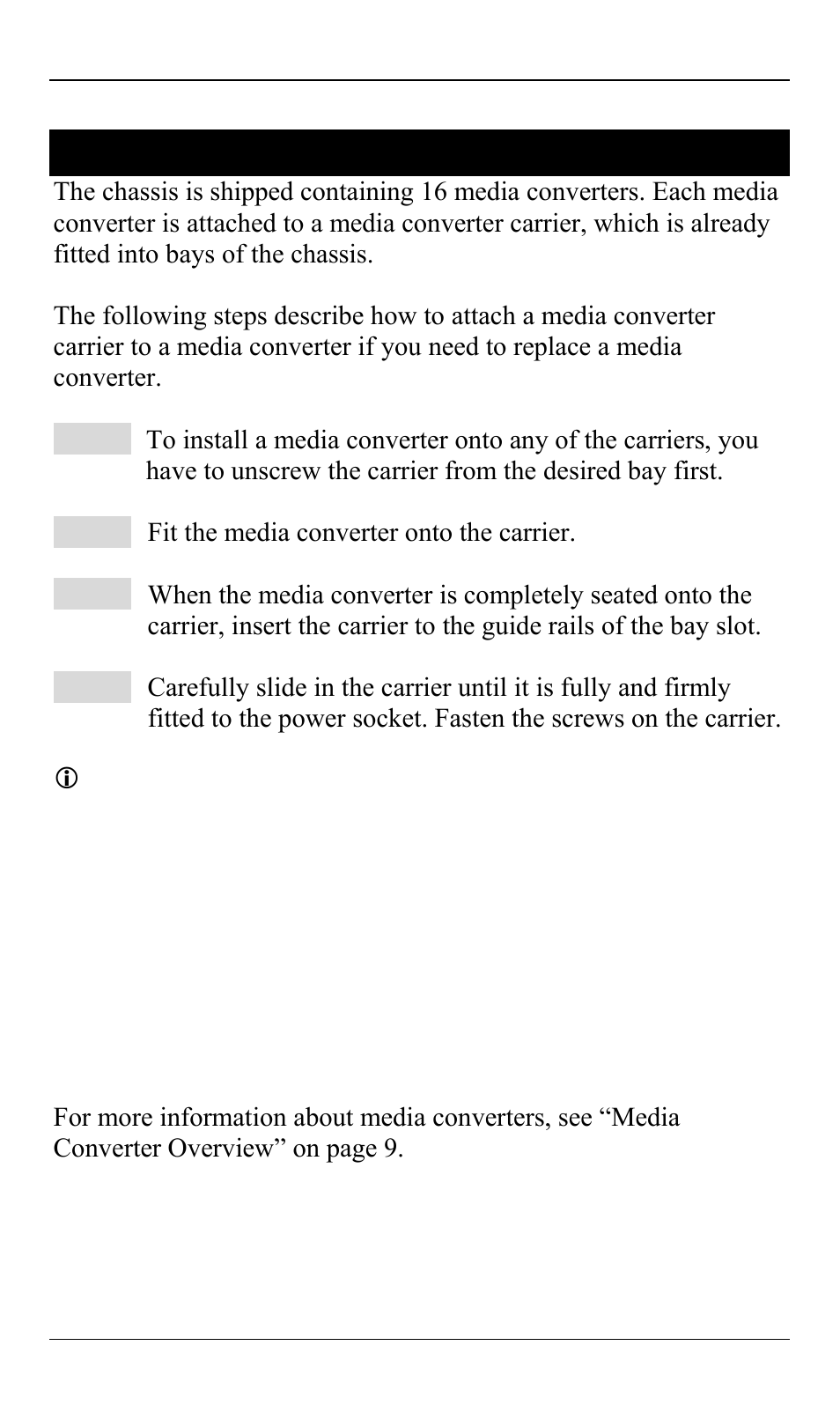 Replacing media converters in a chassis | ClearCube Media Converter Chassis System F6151 User Manual | Page 12 / 22