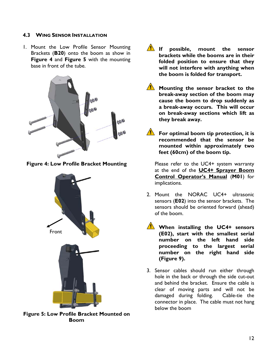 3 wing sensor installation | NORAC UC4+BC+JD7A User Manual | Page 15 / 51