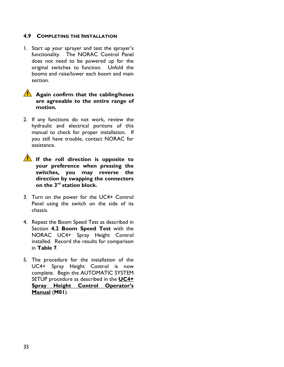 9 completing the installation | NORAC UC4+BC+JD7A User Manual | Page 38 / 51